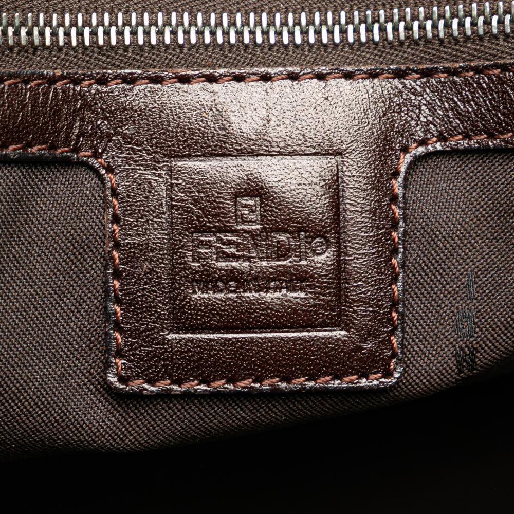 Fendi B Fendi Brown Canvas Fabric Small Zucca Twins Tote Italy