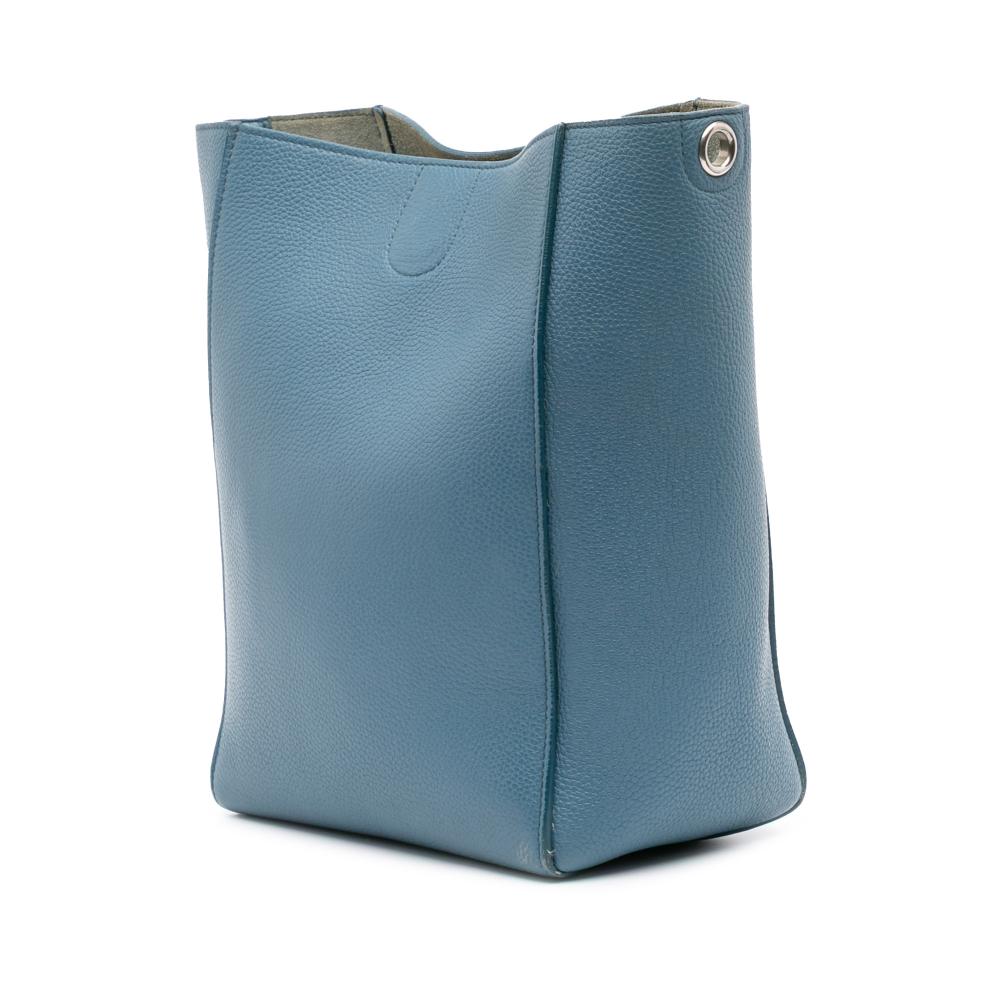 Celine B Celine Blue Light Blue Calf Leather Small Soft Grained skin Seau Sangle Bucket Bag Italy