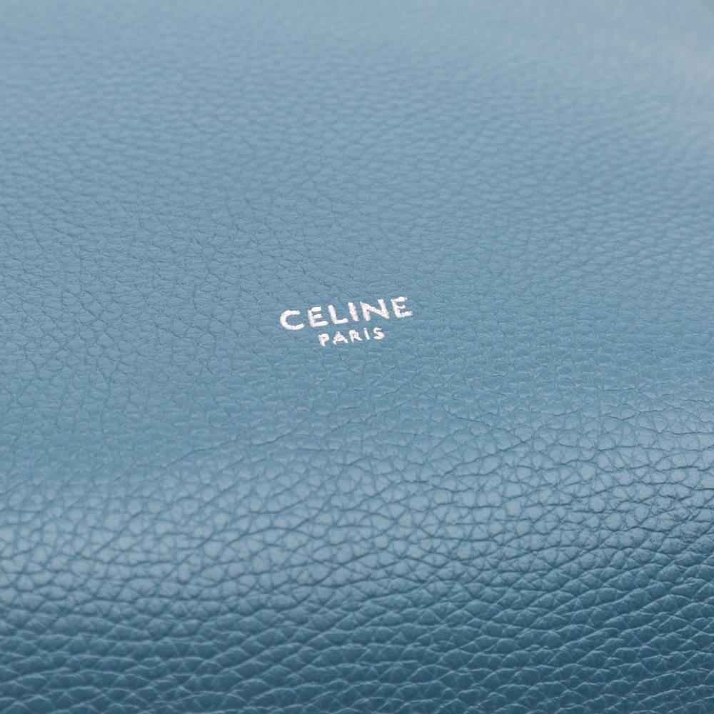 Celine B Celine Blue Light Blue Calf Leather Small Soft Grained skin Seau Sangle Bucket Bag Italy