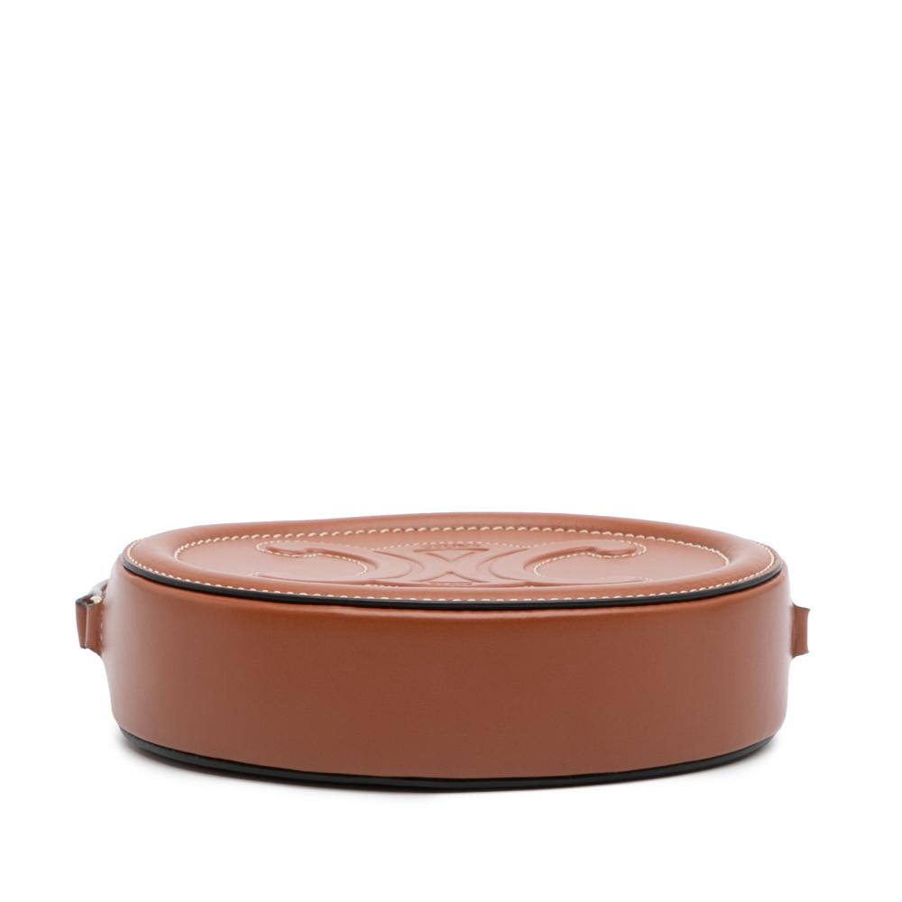 Celine B Celine Brown Calf Leather Small skin Cuir Triomphe Oval Crossbody Italy