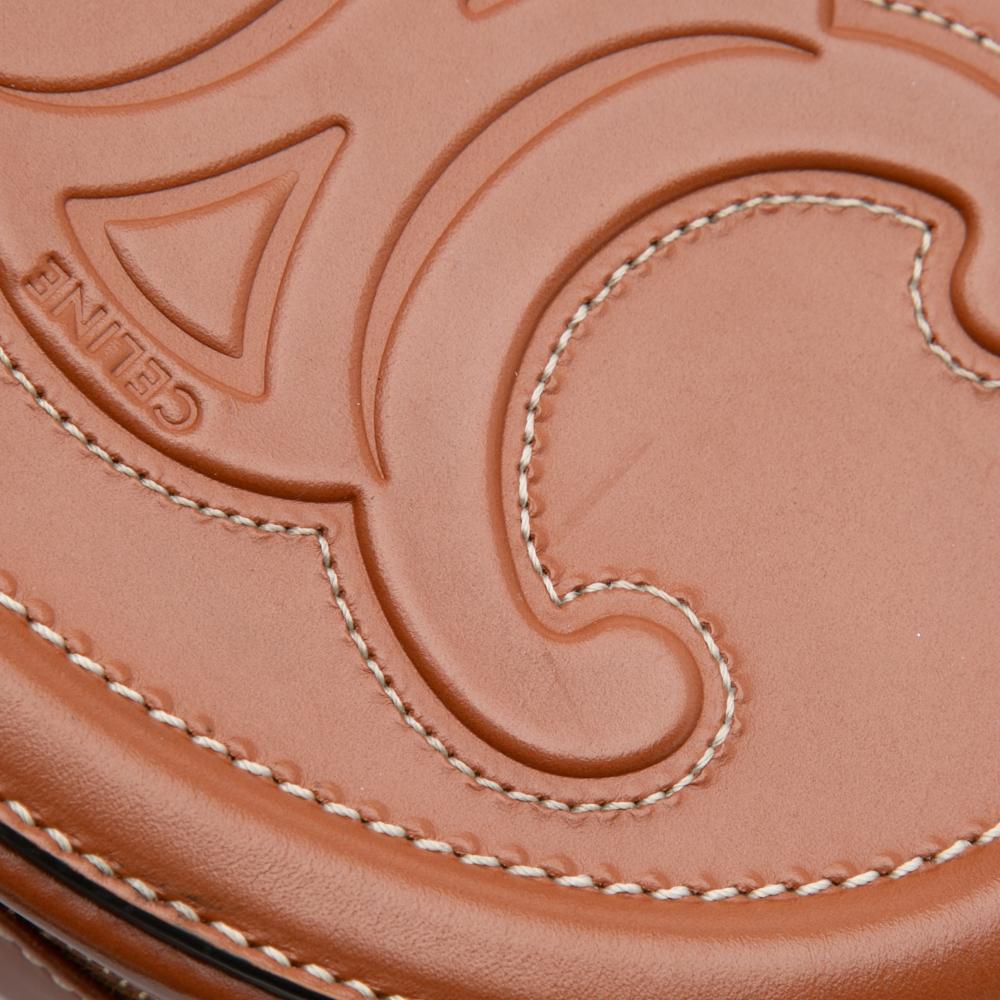 Celine B Celine Brown Calf Leather Small skin Cuir Triomphe Oval Crossbody Italy