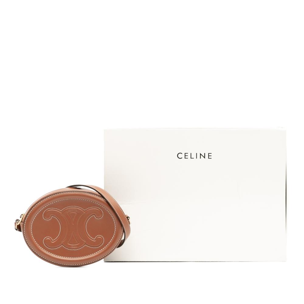 Celine B Celine Brown Calf Leather Small skin Cuir Triomphe Oval Crossbody Italy