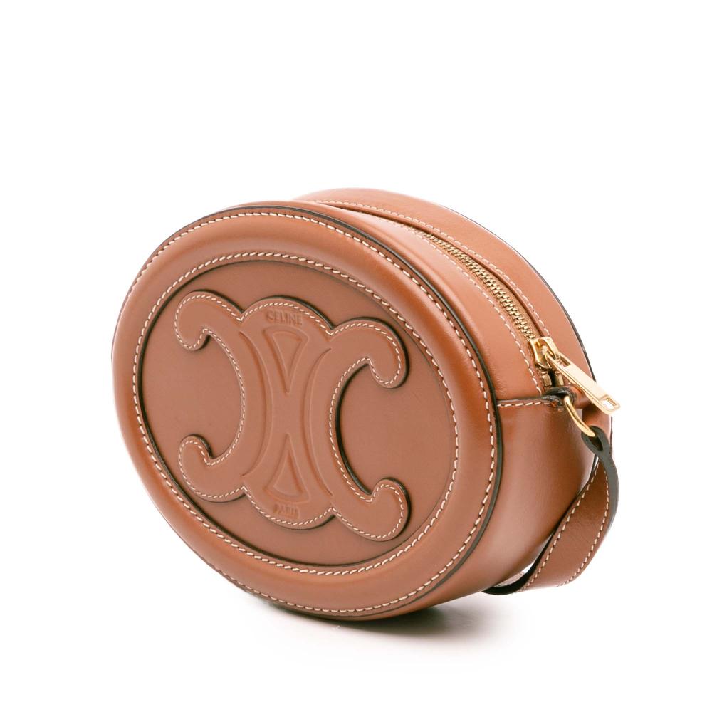 Celine B Celine Brown Calf Leather Small skin Cuir Triomphe Oval Crossbody Italy