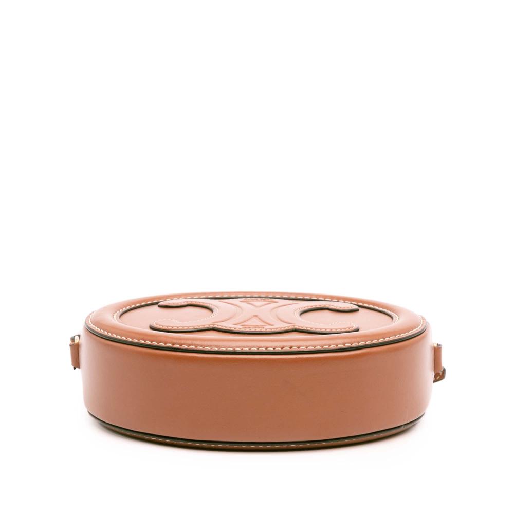Celine B Celine Brown Calf Leather Small skin Cuir Triomphe Oval Crossbody Italy