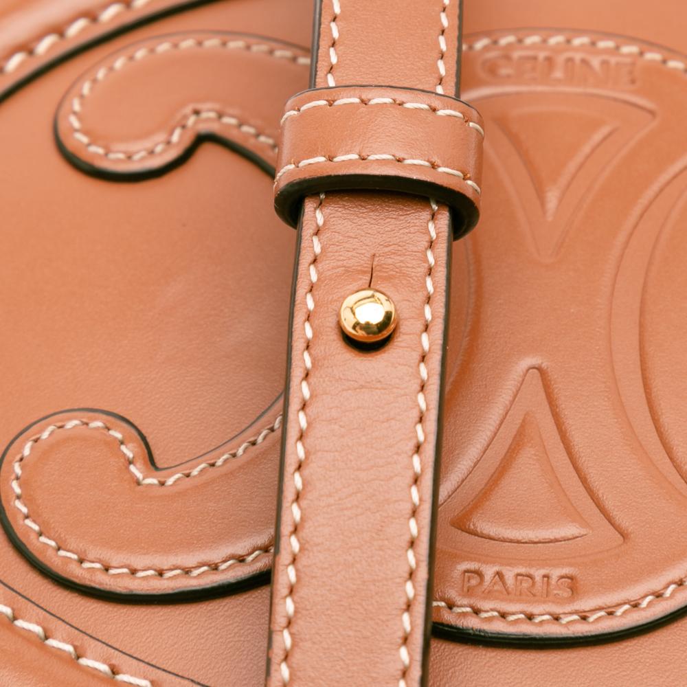 Celine B Celine Brown Calf Leather Small skin Cuir Triomphe Oval Crossbody Italy