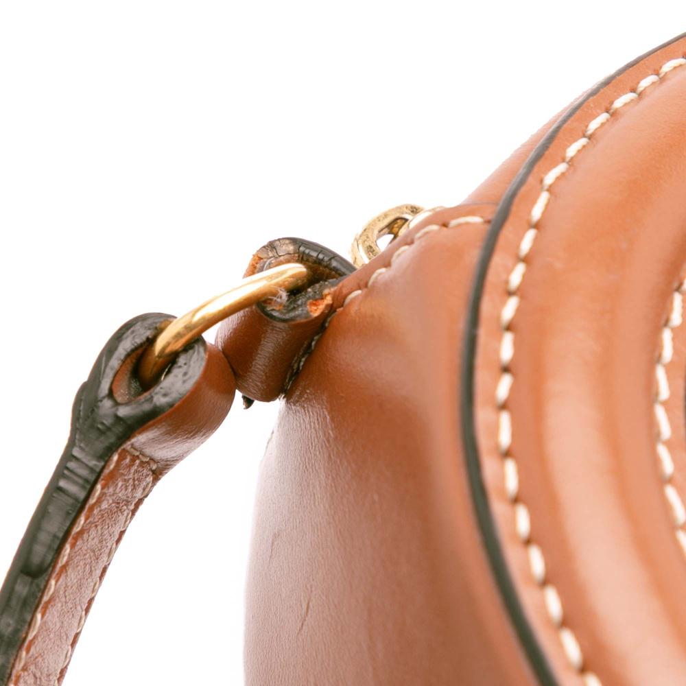 Celine B Celine Brown Calf Leather Small skin Cuir Triomphe Oval Crossbody Italy