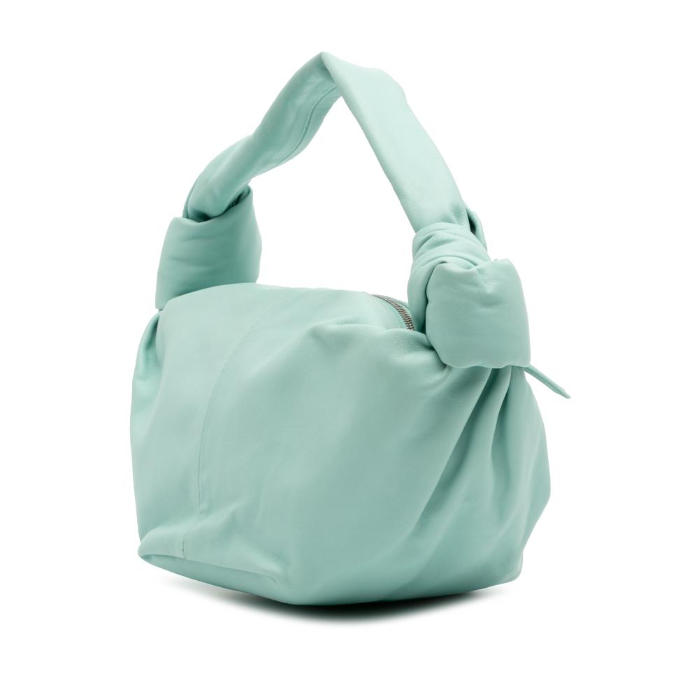 Bottega Veneta AB Bottega Veneta Blue Light Blue Calf Leather Mini skin Double Knot Bag Italy