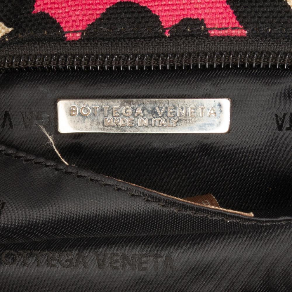 Bottega Veneta B Bottega Veneta Pink Hot Pink with Black Canvas Fabric Leopard Print Shoulder Bag Italy