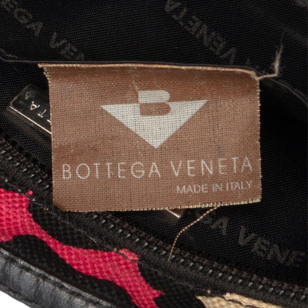 Bottega Veneta B Bottega Veneta Pink Hot Pink with Black Canvas Fabric Leopard Print Shoulder Bag Italy