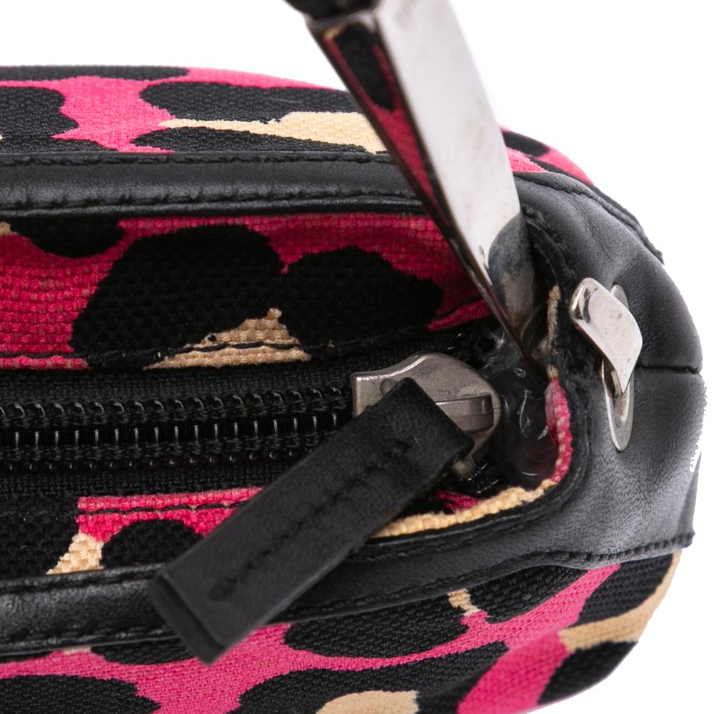 Bottega Veneta B Bottega Veneta Pink Hot Pink with Black Canvas Fabric Leopard Print Shoulder Bag Italy