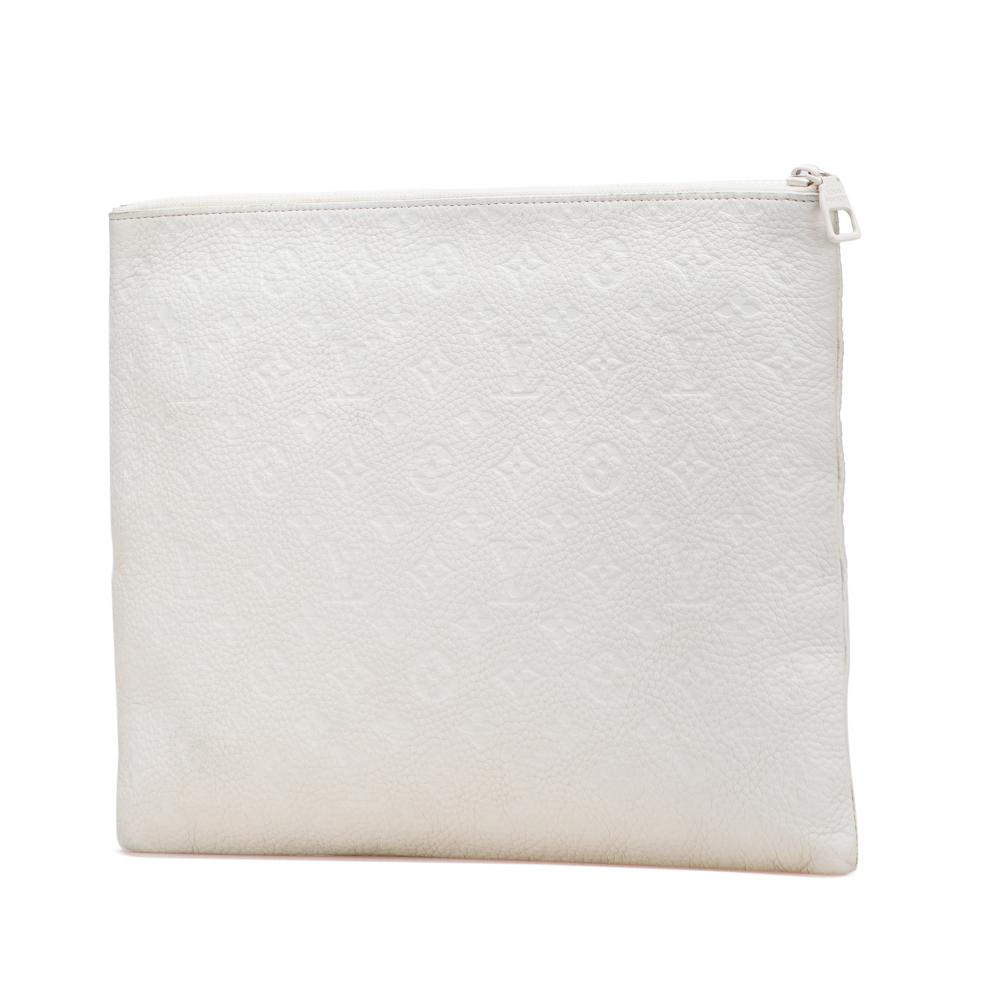 Louis Vuitton B Louis Vuitton White Calf Leather Monogram Taurillon A4 Pouch France