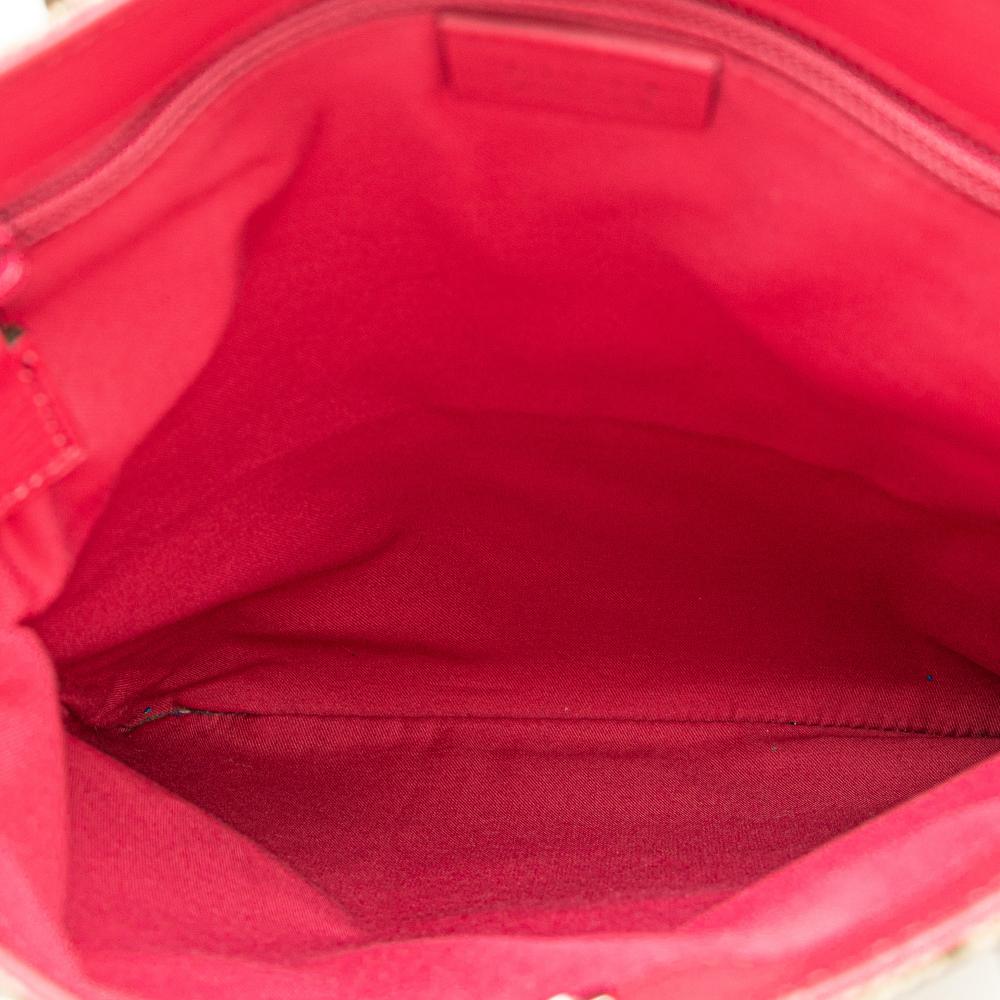 Gucci B Gucci Brown Beige with Pink Coated Canvas Fabric GG Supreme Tote Italy