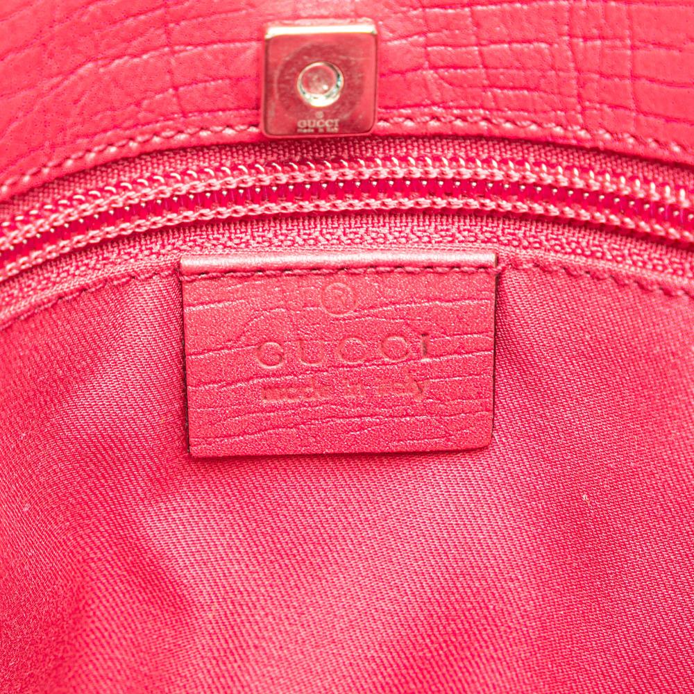 Gucci B Gucci Brown Beige with Pink Coated Canvas Fabric GG Supreme Tote Italy