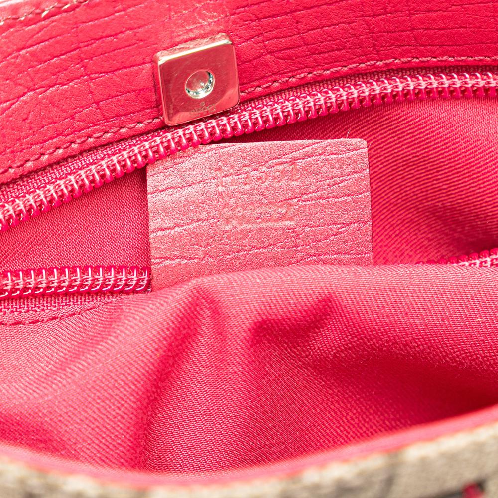 Gucci B Gucci Brown Beige with Pink Coated Canvas Fabric GG Supreme Tote Italy