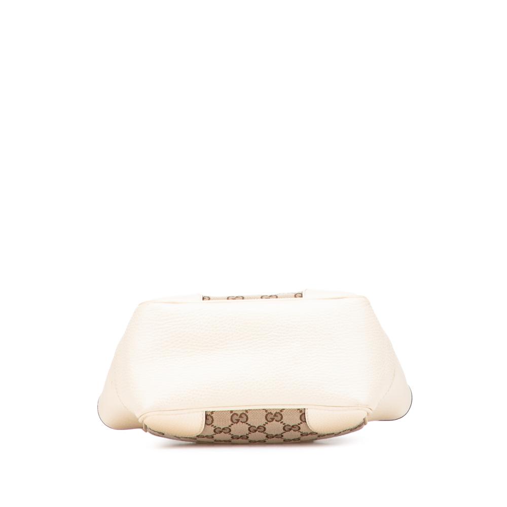 Gucci B Gucci Brown Beige with White Canvas Fabric Small GG Bree Satchel Italy