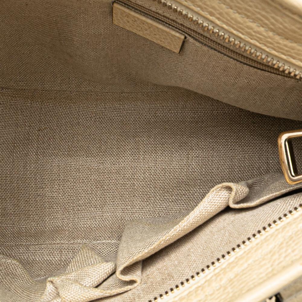 Gucci B Gucci Brown Beige with White Canvas Fabric Small GG Bree Satchel Italy