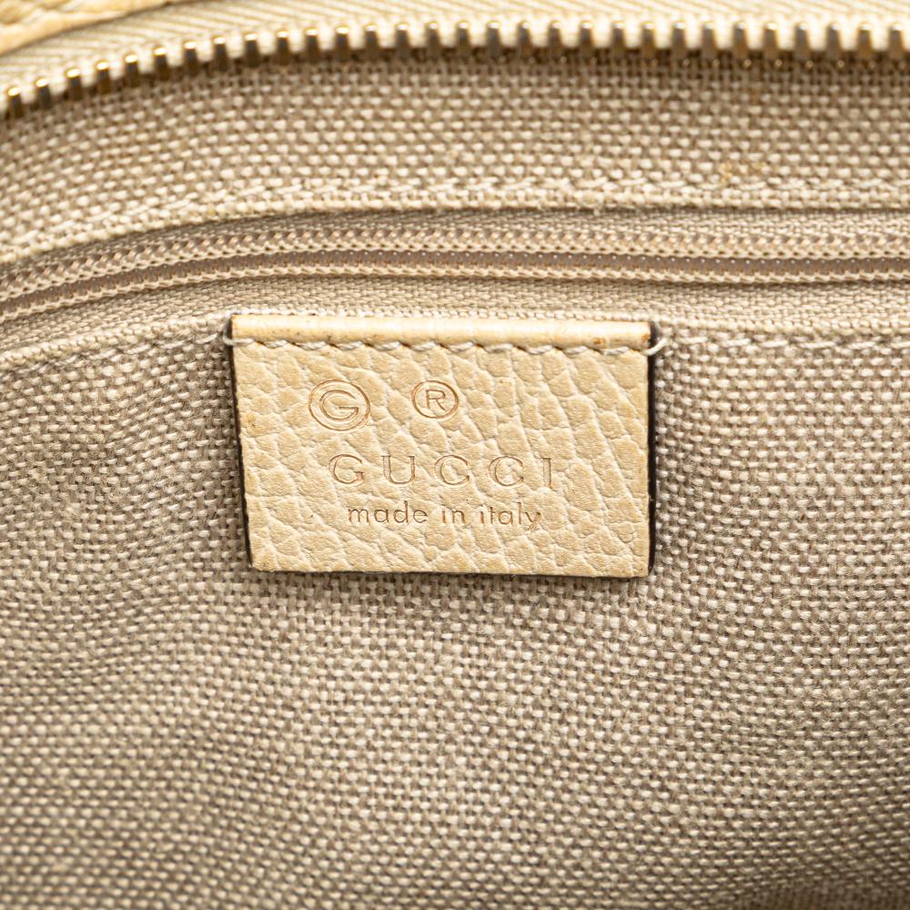 Gucci B Gucci Brown Beige with White Canvas Fabric Small GG Bree Satchel Italy