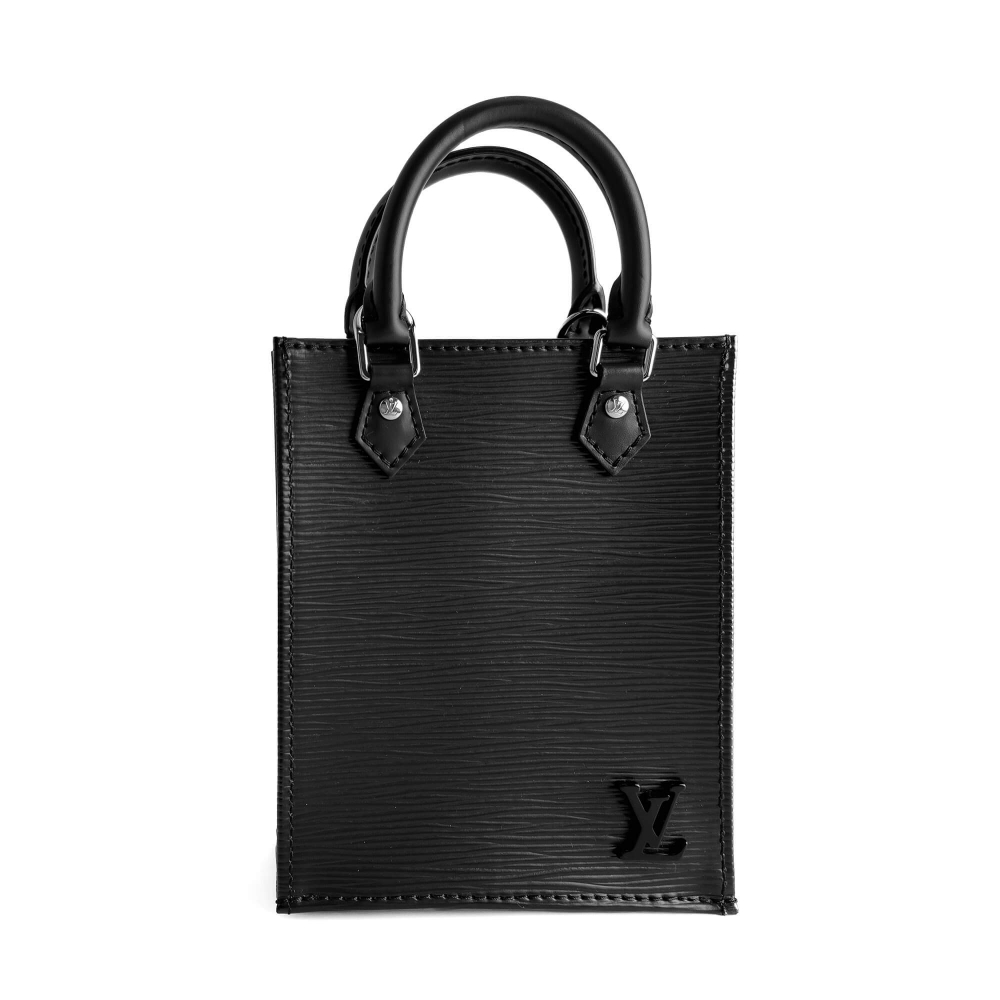 Louis Vuitton Petit Sac Plat Petit Epi Leather Tote Handbag Black