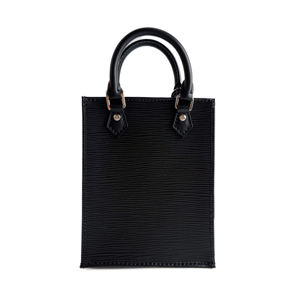 Louis Vuitton Petit Sac Plat Petit Epi Leather Tote Handbag Black