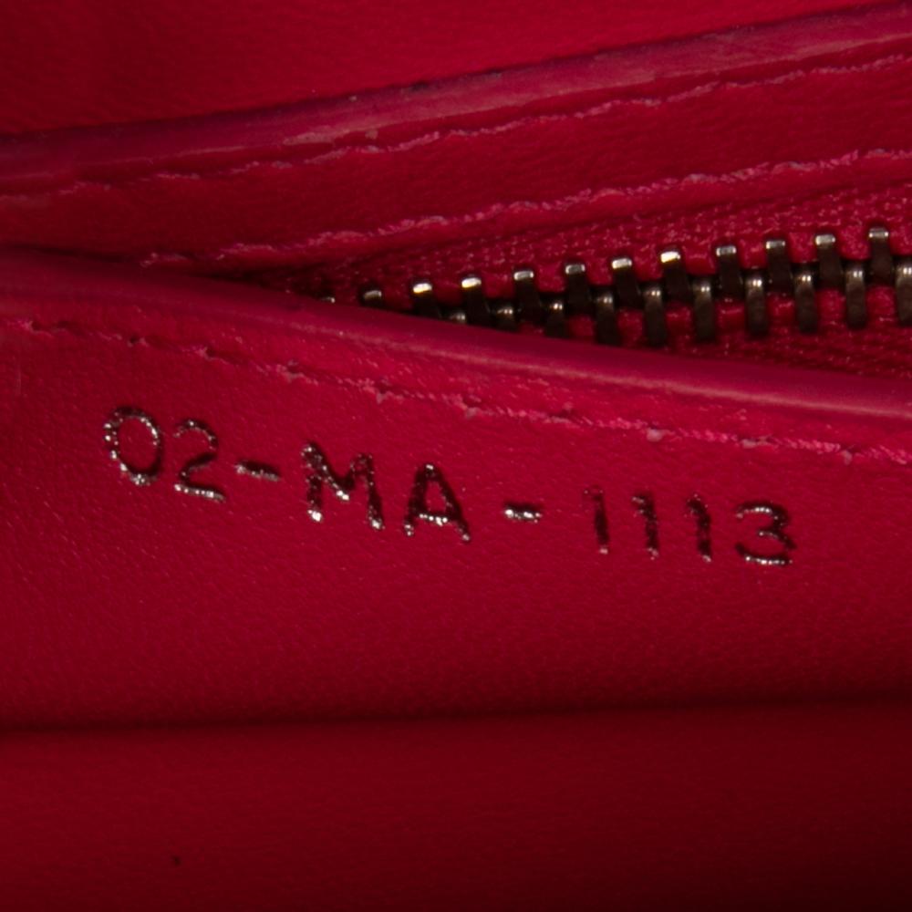 Christian Dior B Dior Brown Beige with Pink Raffia Natural Material Medium Woven Lady Dior Italy