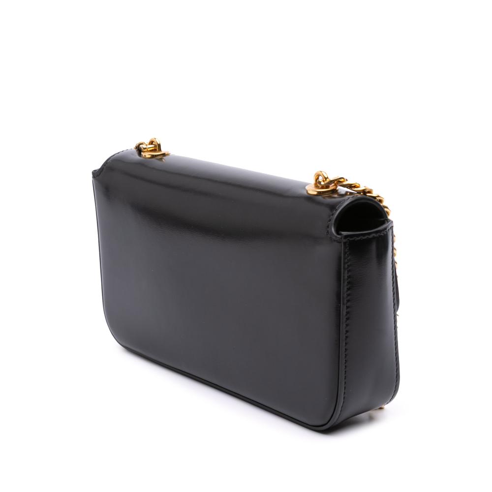 Celine B Celine Black Calf Leather Shiny skin Claude Chain Shoulder Bag Italy
