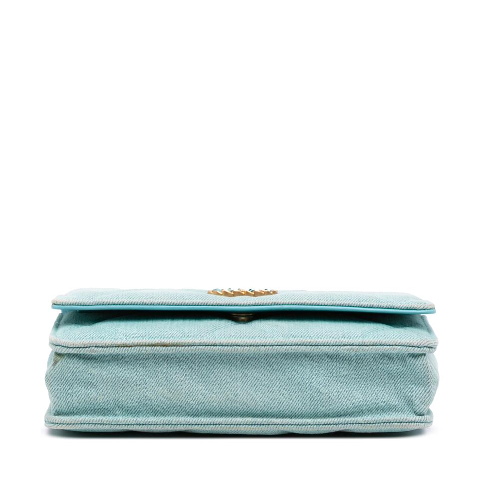 Chanel B Chanel Blue Turquoise Denim Fabric 19 Wallet on Chain Italy