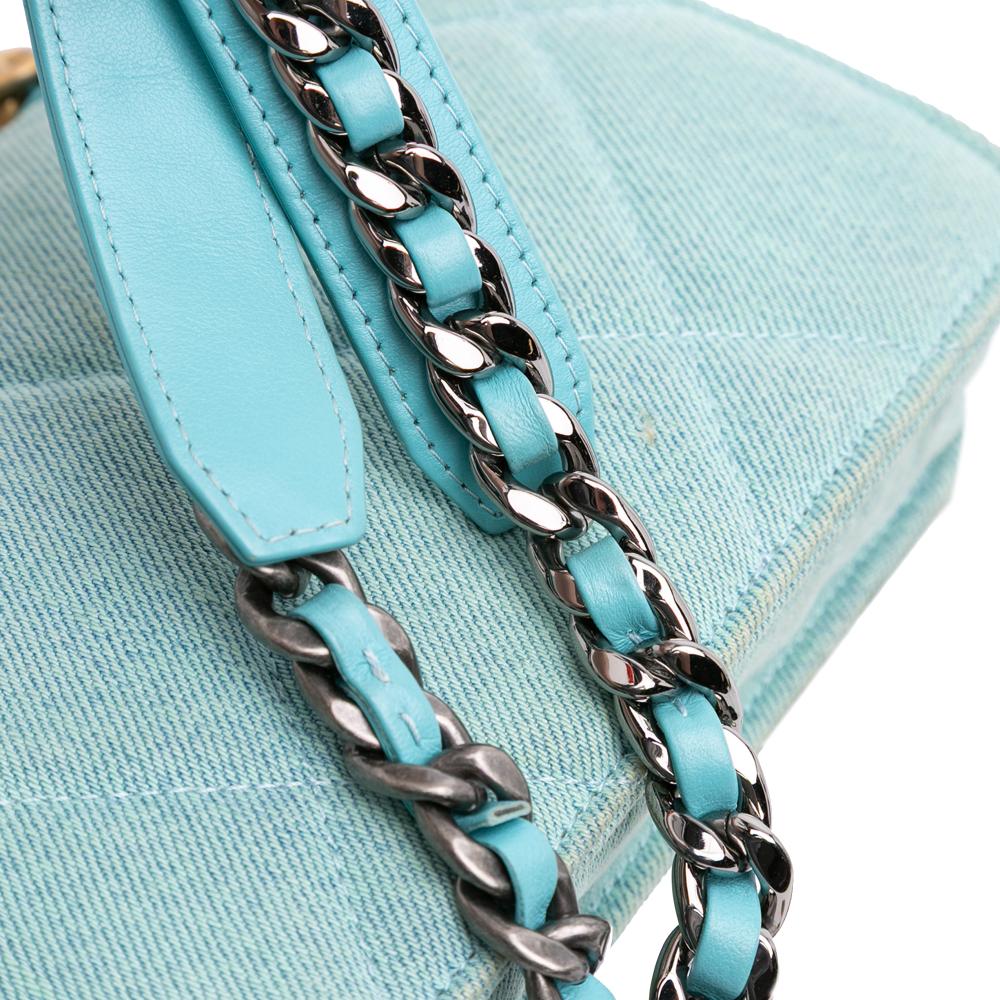 Chanel B Chanel Blue Turquoise Denim Fabric 19 Wallet on Chain Italy