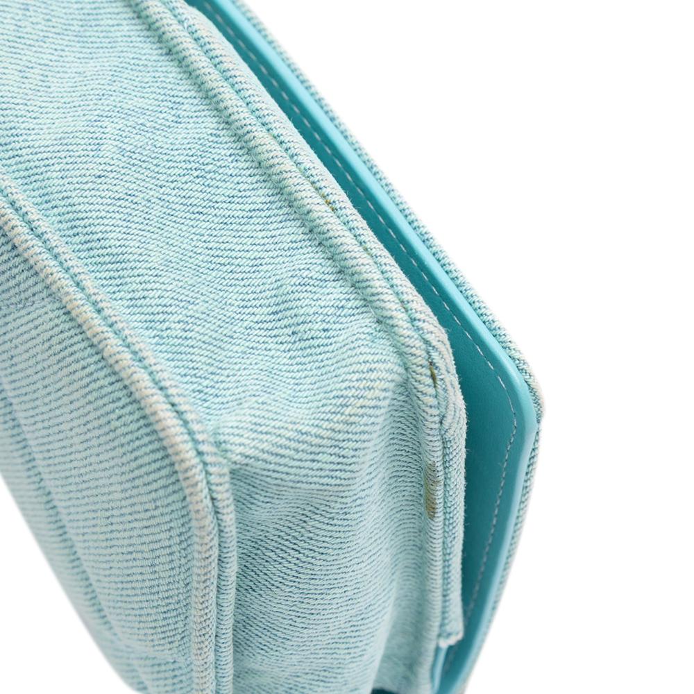 Chanel B Chanel Blue Turquoise Denim Fabric 19 Wallet on Chain Italy