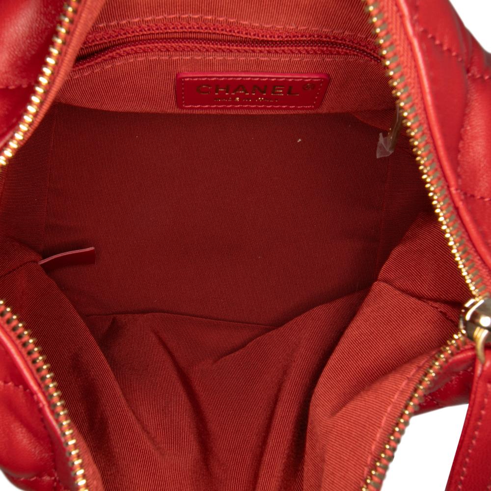 Chanel B Chanel Red Lambskin Leather Leather Small Quilted Lambskin Perfect Meeting Hobo Italy