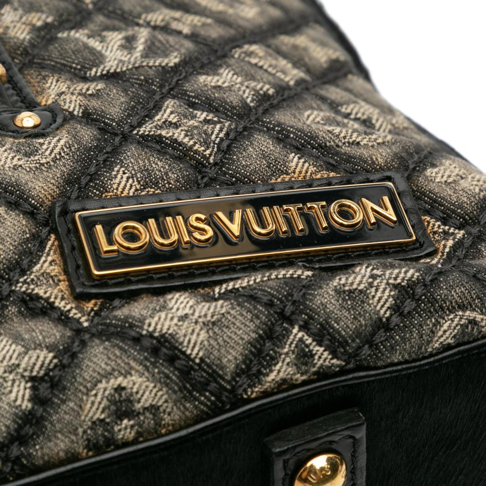 Louis Vuitton B Louis Vuitton Gray with Black Denim Fabric Quilted Monogram Musette France