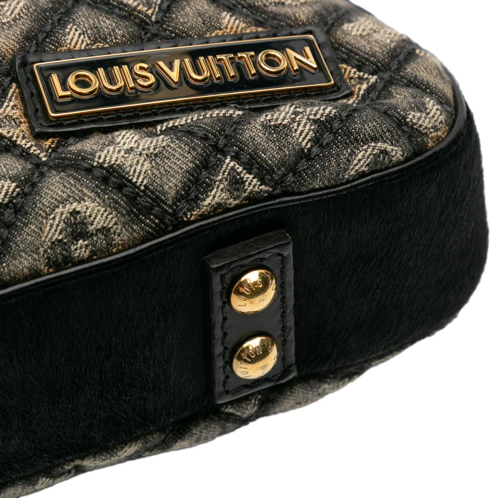 Louis Vuitton B Louis Vuitton Gray with Black Denim Fabric Quilted Monogram Musette France