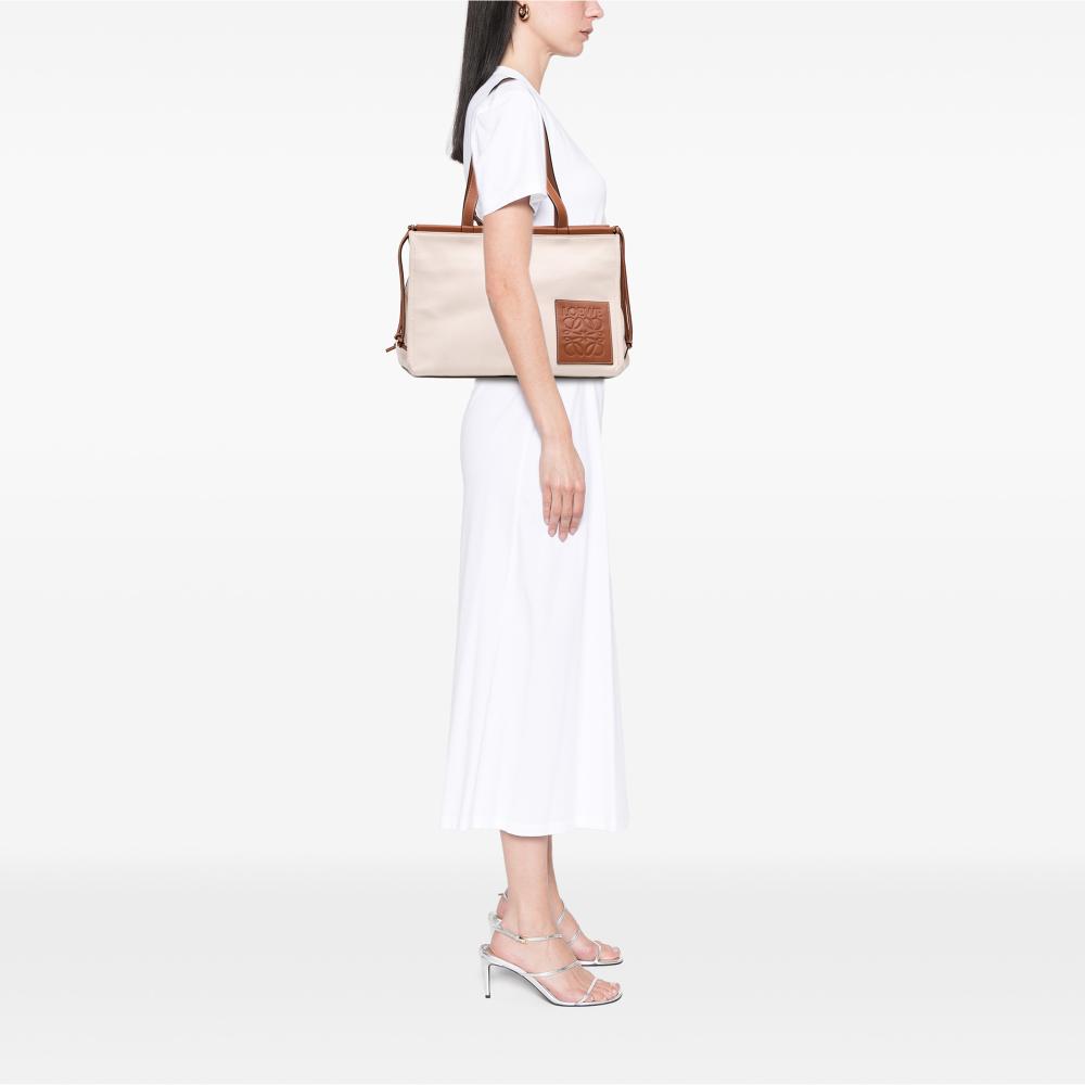 Loewe B LOEWE Brown Light Beige Canvas Fabric Large Cushion Tote Portugal