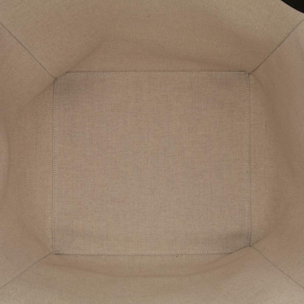 Celine B Celine Brown Beige with Black Canvas Fabric Large Vertical Square Cabas Tote Italy