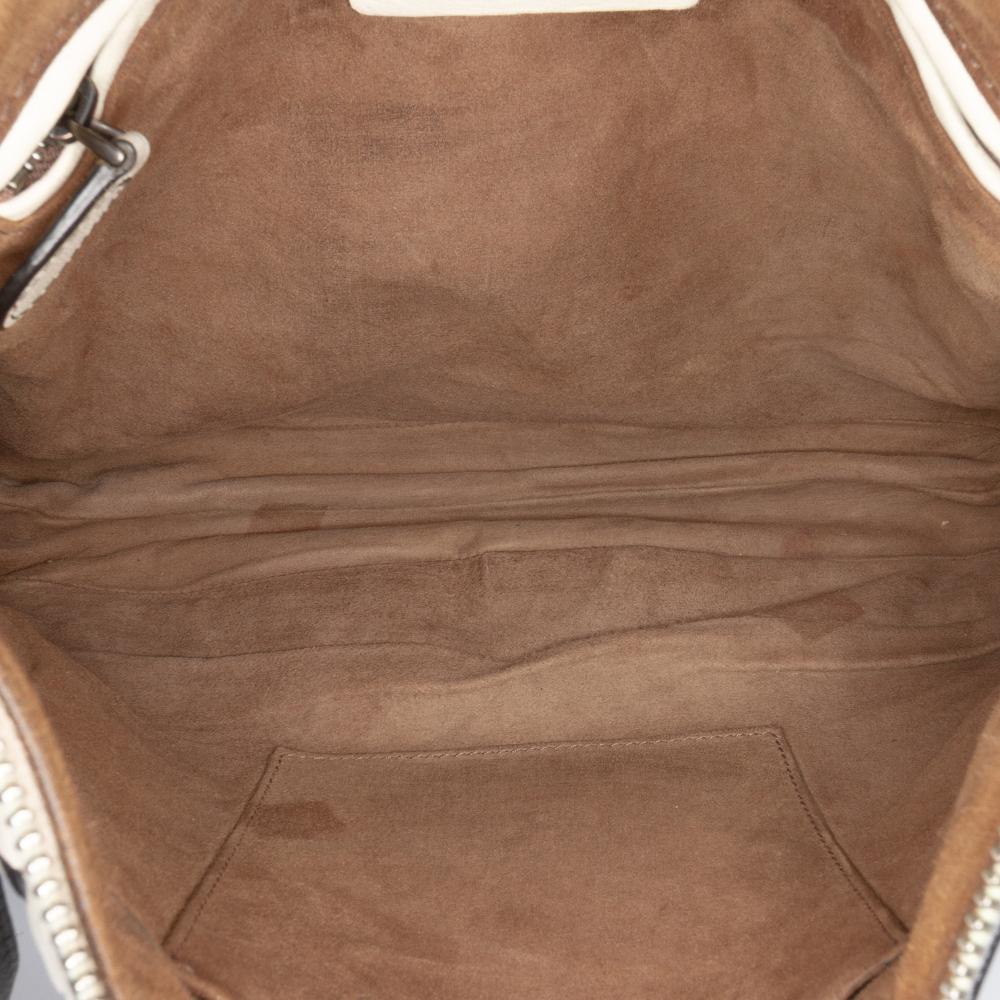 Bottega Veneta B Bottega Veneta White Nappa Leather Leather Nappa Intrecciato Check Grommet Palio Crossbody Italy