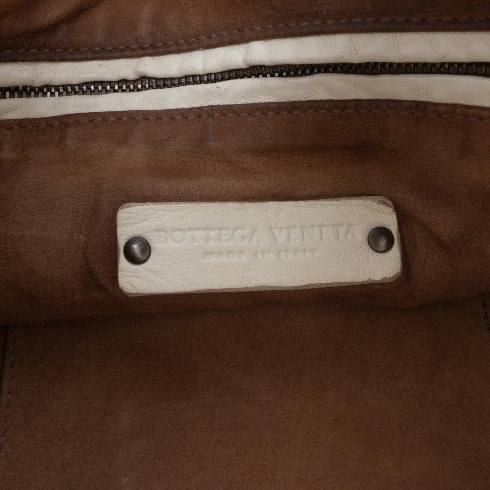 Bottega Veneta B Bottega Veneta White Nappa Leather Leather Nappa Intrecciato Check Grommet Palio Crossbody Italy