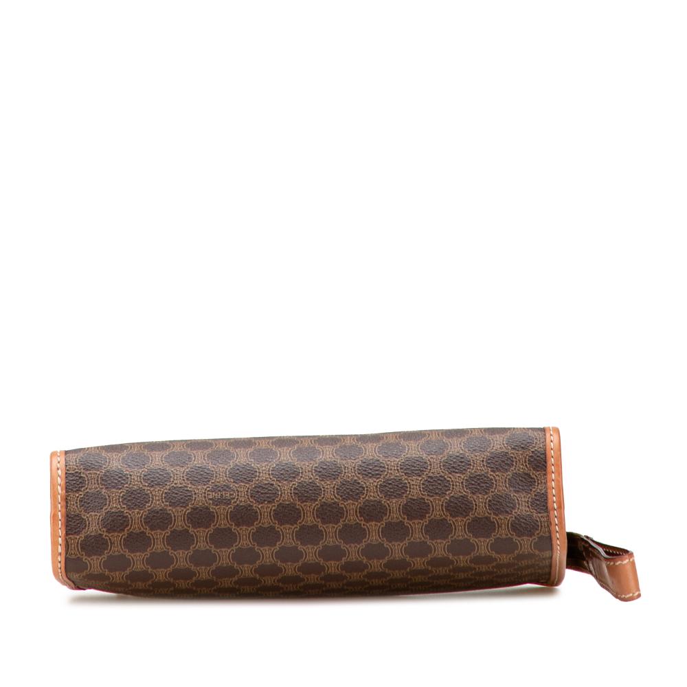 Celine B Celine Brown Coated Canvas Fabric Macadam Clutch Italy
