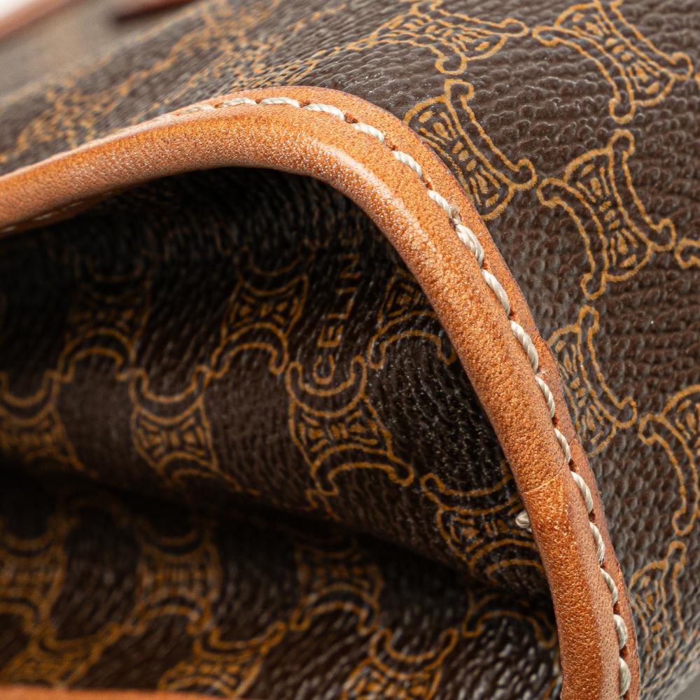 Celine B Celine Brown Coated Canvas Fabric Macadam Clutch Italy