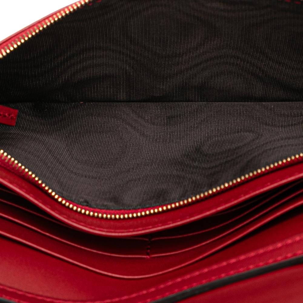 Gucci B Gucci Red Calf Leather Microguccissima Wallet on Strap Italy