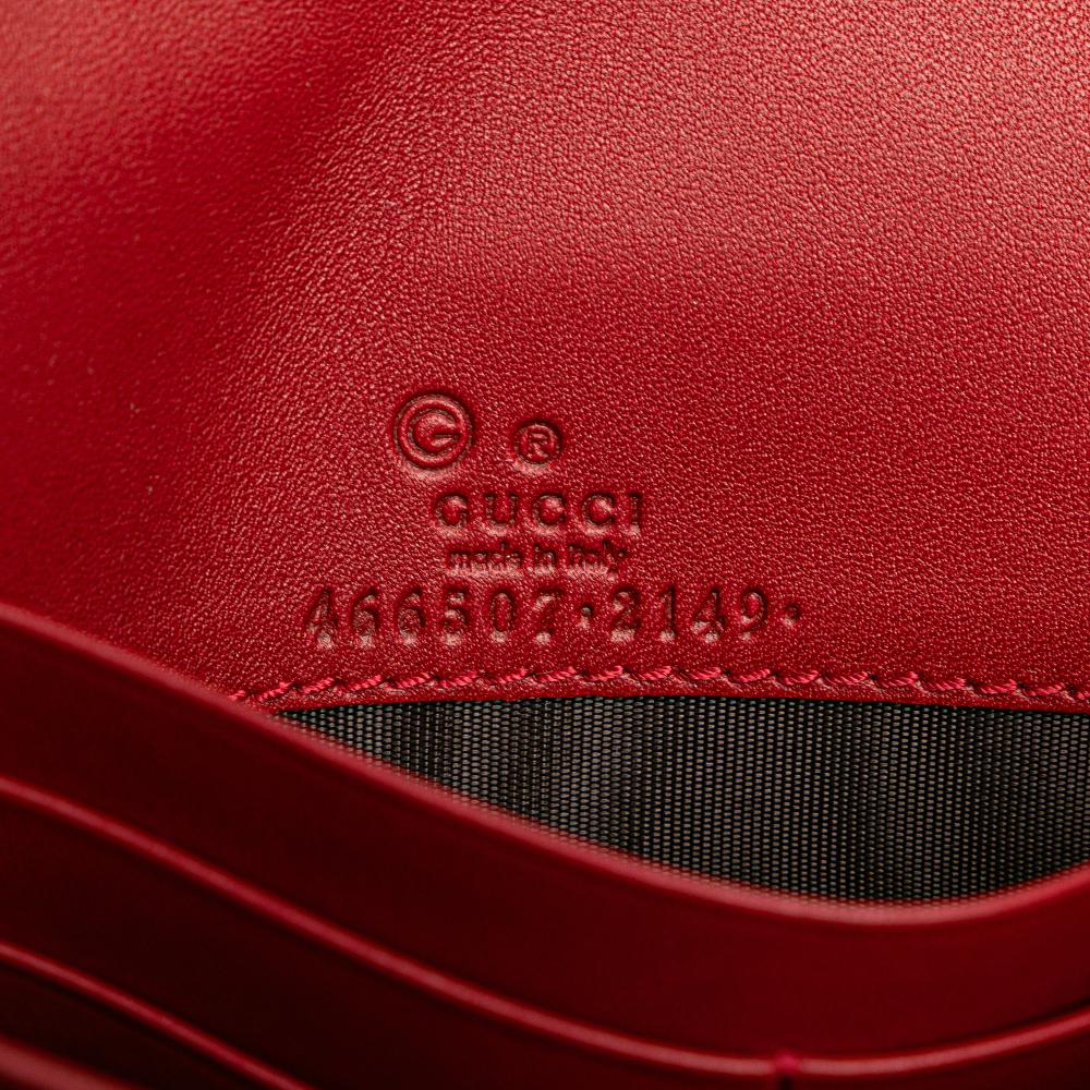 Gucci B Gucci Red Calf Leather Microguccissima Wallet on Strap Italy