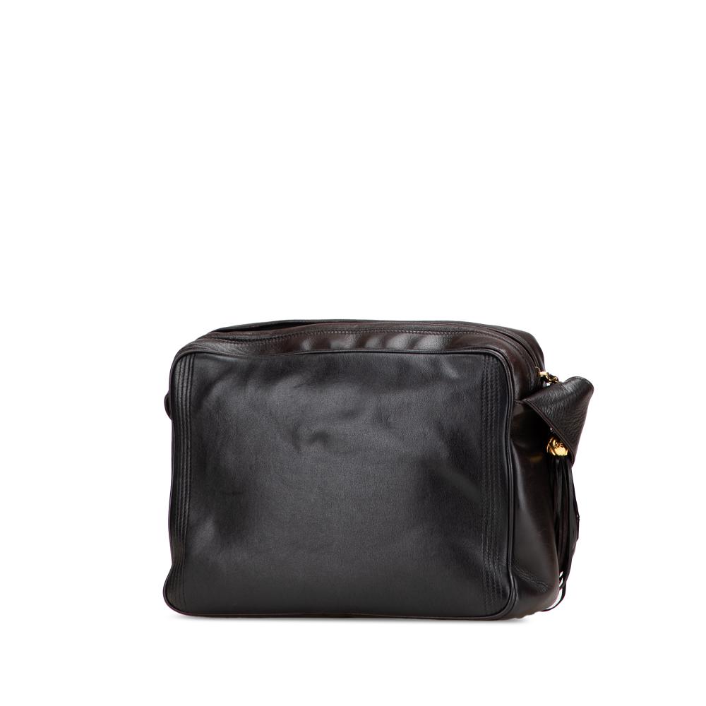 Chanel B Chanel Black Lambskin Leather Leather CC Lambskin Flap Tassel Crossbody Italy