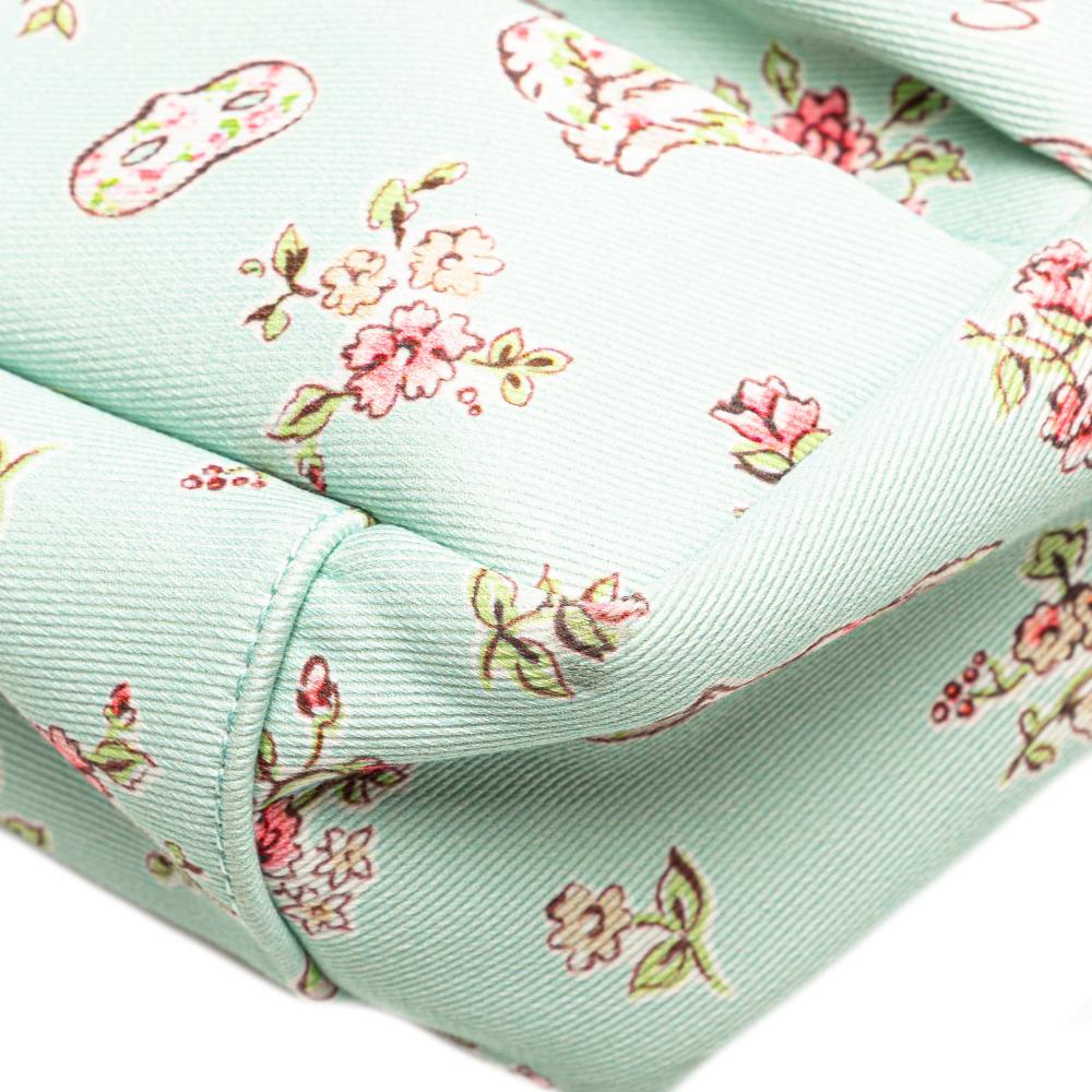 Gucci B Gucci Green Mint Canvas Fabric Small Floral Childrens Tote Italy