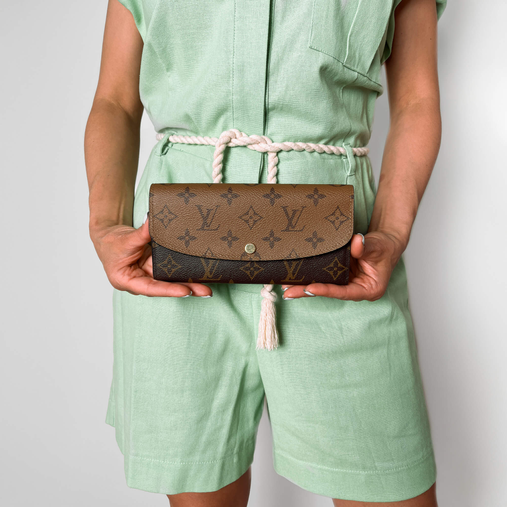Louis Vuitton Emilie Long Canvas Envelope Wallet Monogram Reverse