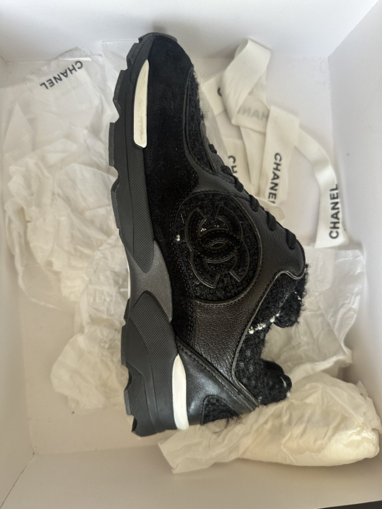 Chanel Black Tweed Sneaker