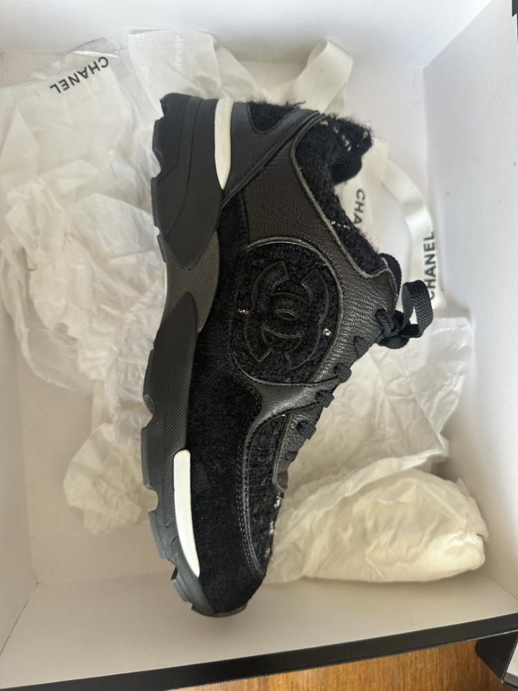 Chanel Black Tweed Sneaker
