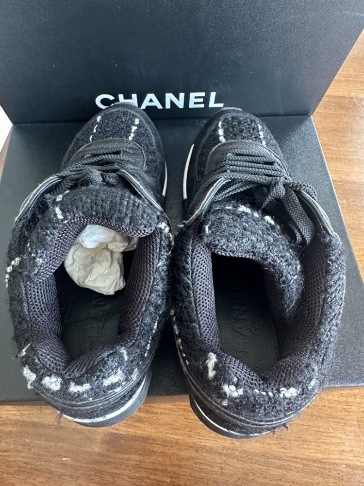Chanel Black Tweed Sneaker