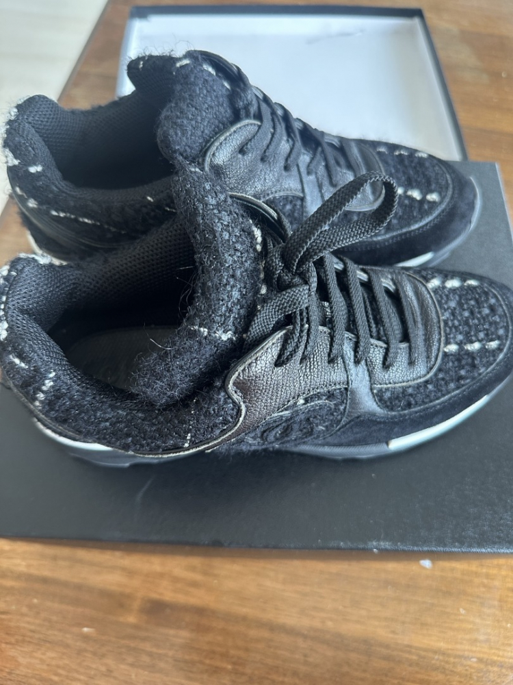 Chanel Black Tweed Sneaker