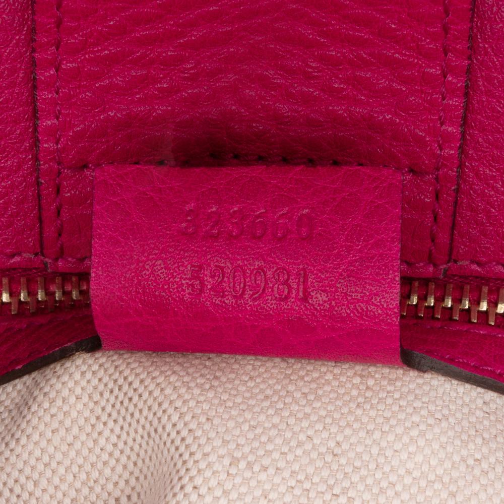 Gucci B Gucci Pink Hot Pink Calf Leather Medium skin Bamboo Shopper Satchel Italy