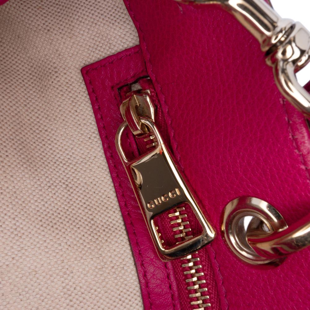 Gucci B Gucci Pink Hot Pink Calf Leather Medium skin Bamboo Shopper Satchel Italy