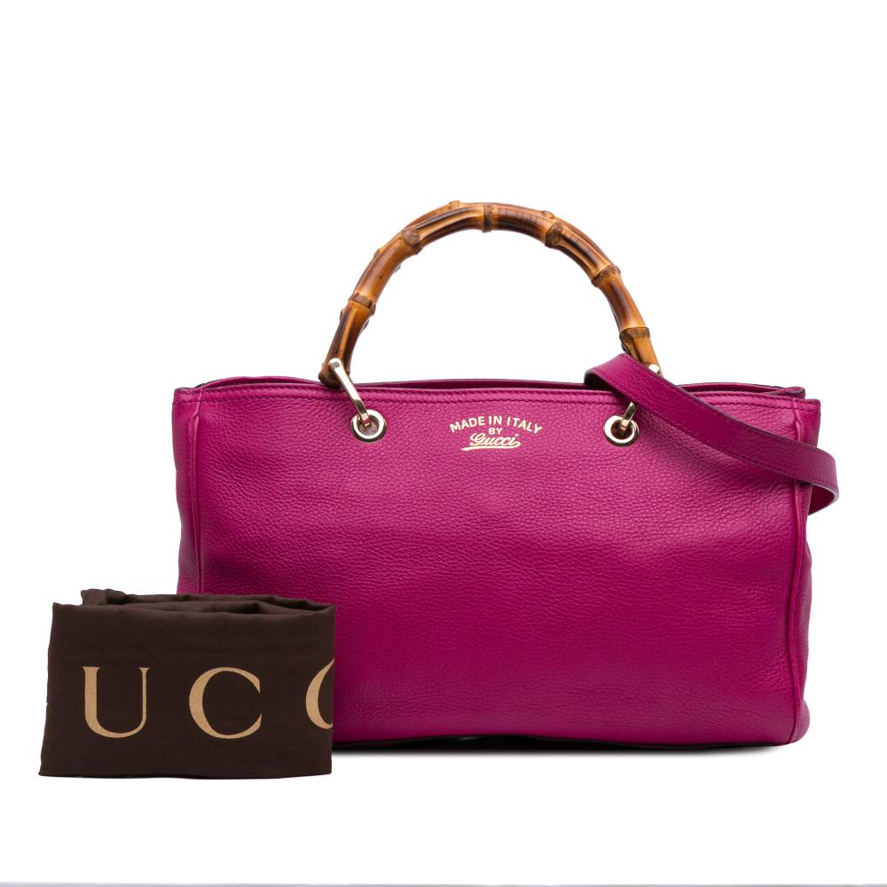 Gucci B Gucci Pink Hot Pink Calf Leather Medium skin Bamboo Shopper Satchel Italy