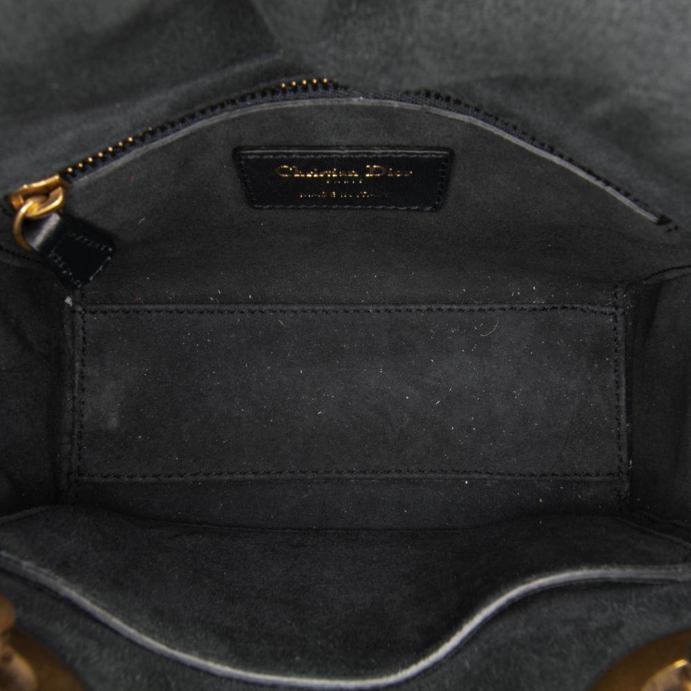 Christian Dior B Dior Blue Denim Fabric Mini Embroidered Lady D Lite Italy